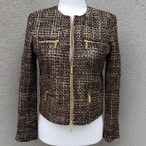 Michael Kors tweed jacket brown gold size 4